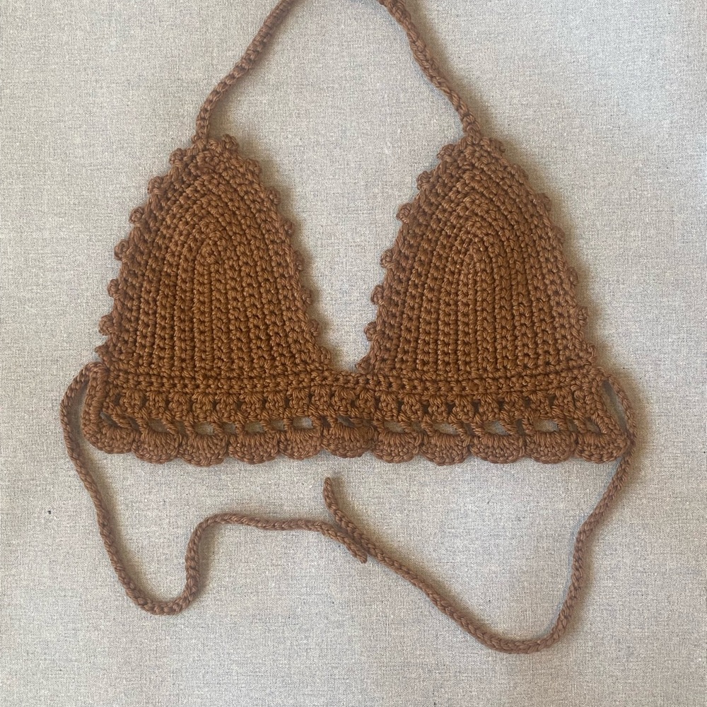 Handmade Crochet Brown Halter Top